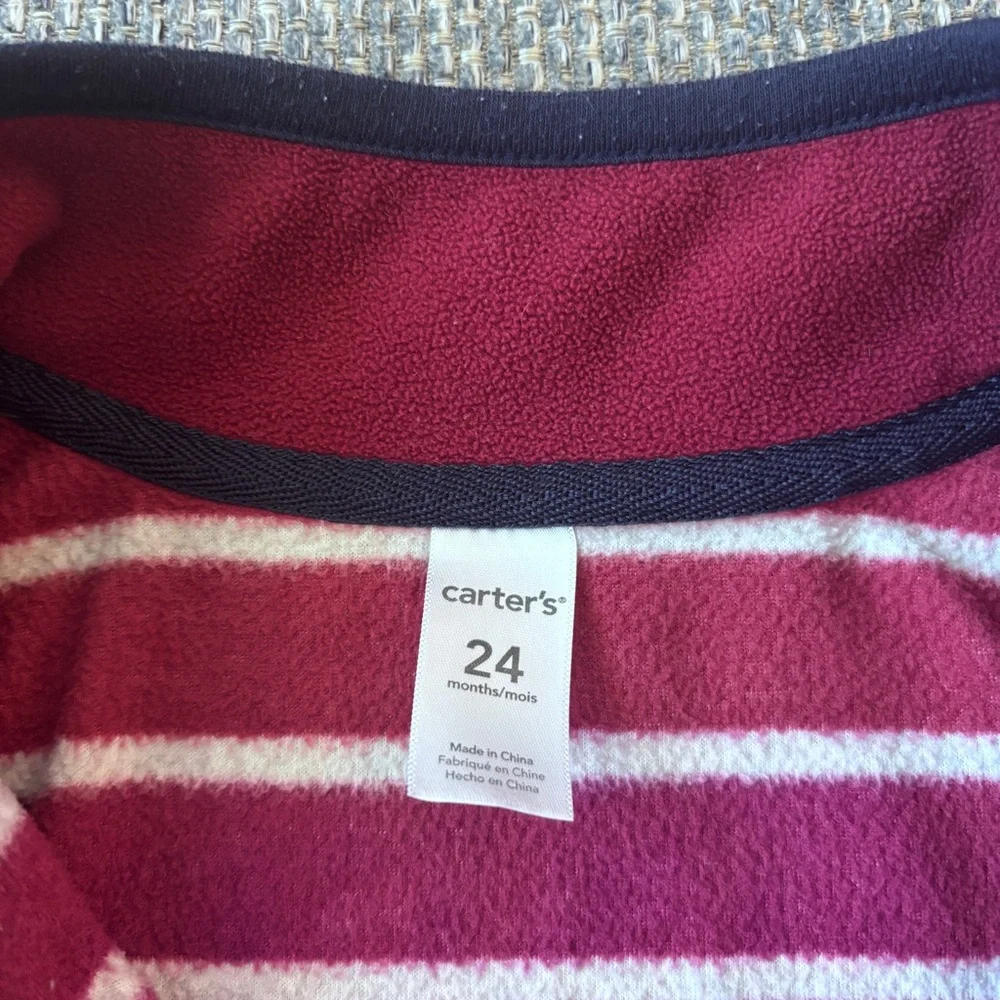 Carter’s Baby Boy Maroon & Gray Striped Sweater Vest | 24M Fall Layer